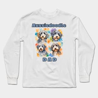 Aussiedoodle Dad Watercolor Long Sleeve T-Shirt